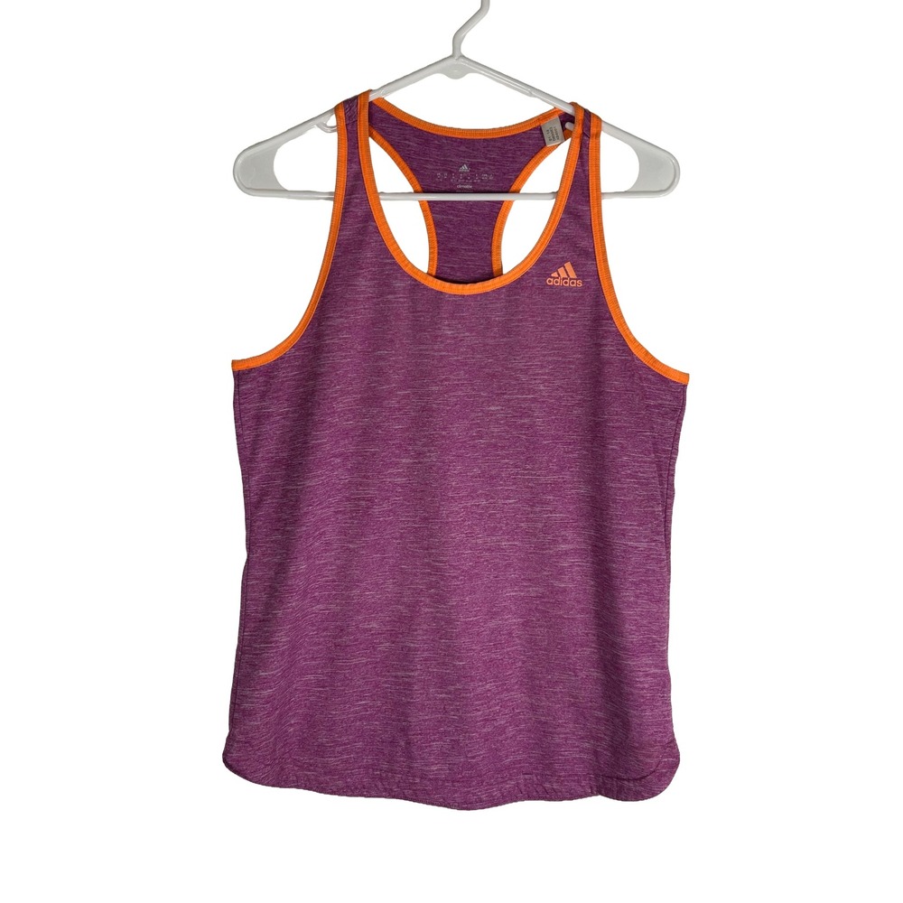 Adidas Climalite Racerback Tank Top Womens Medium Purple Orange Heathered D88863